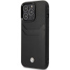 BMW BMHCP14L22RSEPK custodia per iPhone 14 Pro, nera, Leather Card Slot