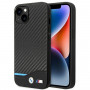 BMW BMHCP14M22NBCK custodia per iPhone 14 Plus, nera, Leather Carbon