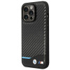 BMW BMHCP14L22NBCK custodia per iPhone 14 Pro, nera, Leather Carbon