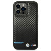 BMW BMHCP14L22NBCK custodia per iPhone 14 Pro, nera, Leather Carbon