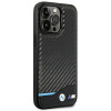 BMW BMHCP14L22NBCK custodia per iPhone 14 Pro, nera, Leather Carbon
