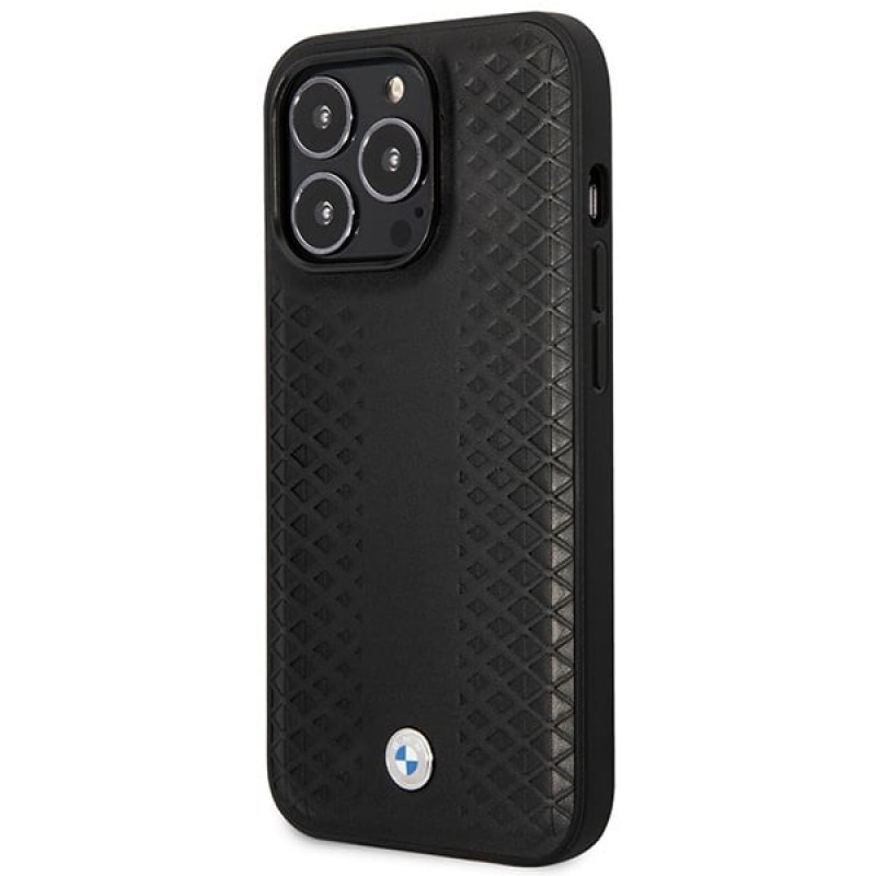 BMW BMHMP14X22RFGK Leather Diamond Pattern MagSafe custodia per Apple iPhone 14 Pro Max 6,7″, nera