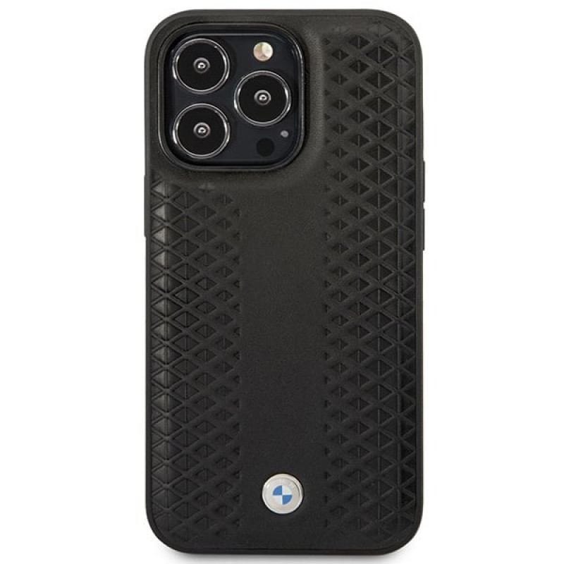 BMW BMHMP14X22RFGK Leather Diamond Pattern MagSafe custodia per Apple iPhone 14 Pro Max 6,7″, nera
