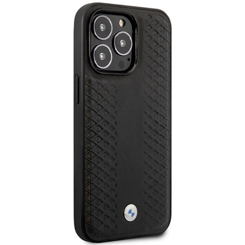BMW BMHMP14X22RFGK Leather Diamond Pattern MagSafe custodia per Apple iPhone 14 Pro Max 6,7″, nera