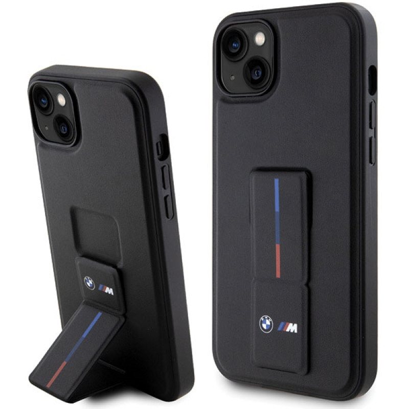 BMW BMHCP14M22GSLK Grip Stand Hot Stamp custodia rigida per Apple iPhone 14 Plus / 15 Plus, nera