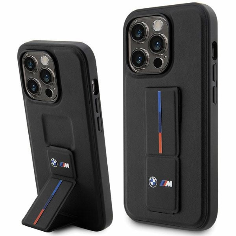 BMW BMHCP14L22GSLK Grip Stand Hot Stamp custodia rigida per Apple iPhone 14 Pro, nera
