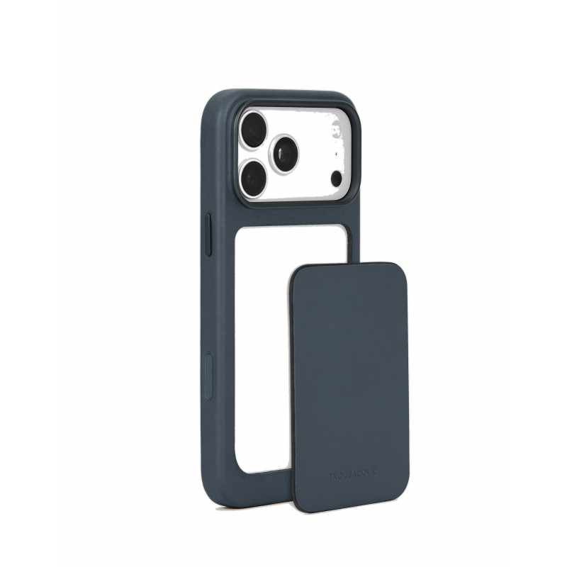 Mujjo Troubadour Modular Leather Case custodia in pelle per Apple iPhone 18 Pro Max / 17 Pro Max, MagSafe, basalto