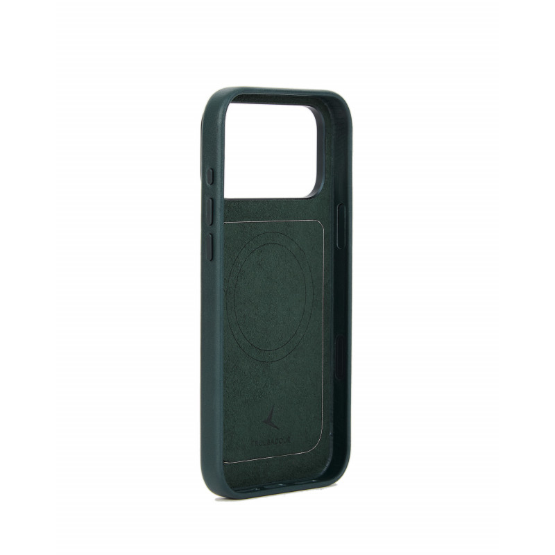 Mujjo Troubadour Modular Leather Case custodia in pelle per Apple iPhone 18 Pro Max / 17 Pro Max, MagSafe, verde ossidiana