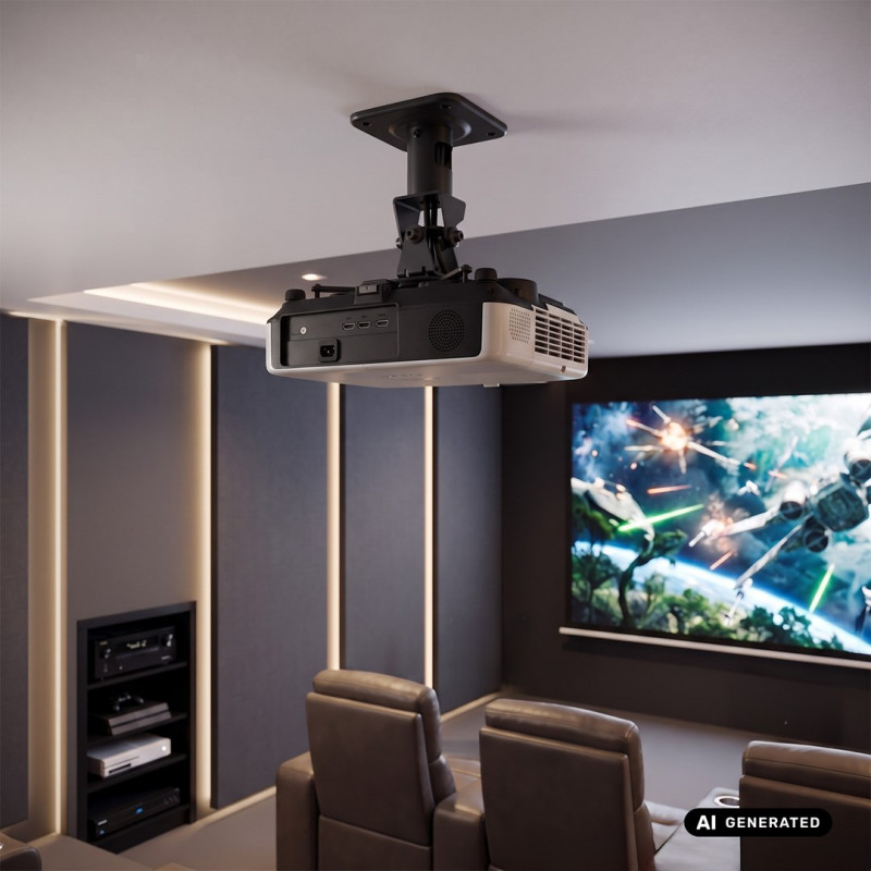 Maclean MC-208 B supporto da soffitto per proiettori, acciaio, 180–310 mm, fino a 15 kg, nero