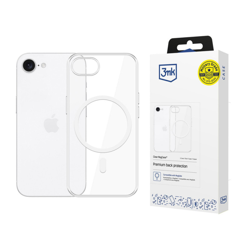 3MK Clear MagCase Apple iPhone 17e / 16e custodia con MagSafe, trasparente