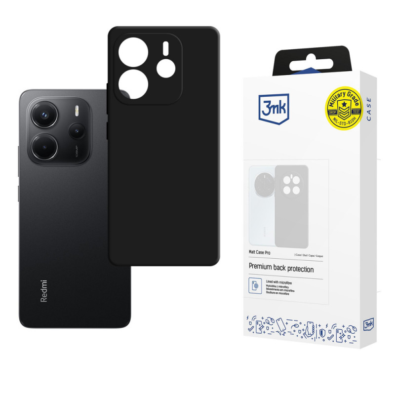 3MK Matt Case Pro custodia per Xiaomi Redmi Note 14 4G, nera