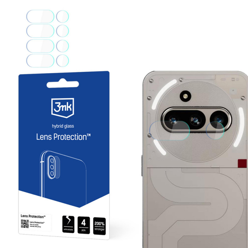 3MK Lens Protection vetro ibrido per l'obiettivo della fotocamera del Nothing Phone (3a) (4 pz.)