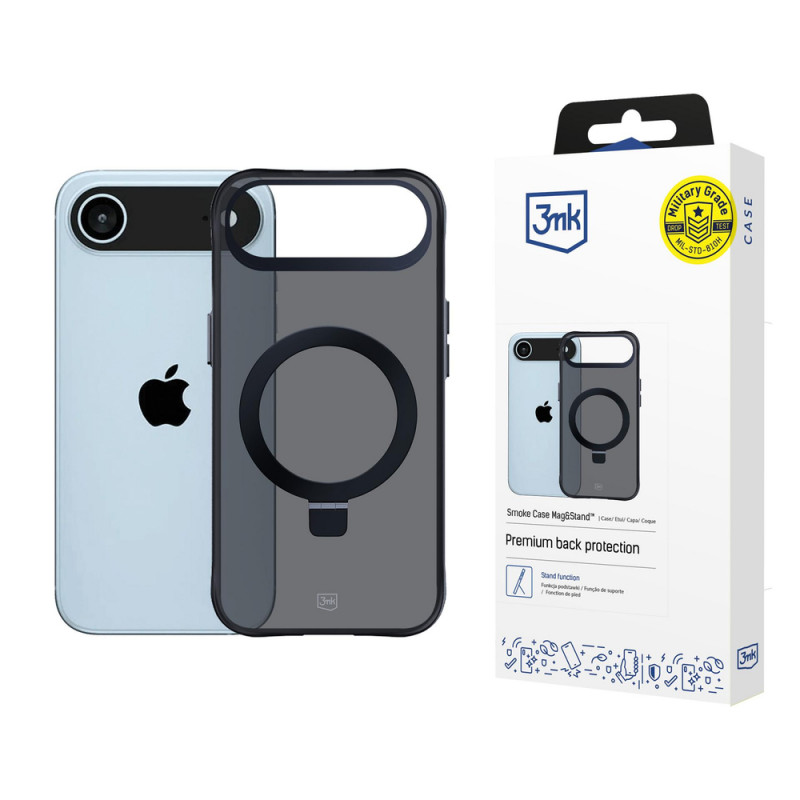 3mk Smoke Case Mag&Stand custodia per Apple iPhone Air, nera