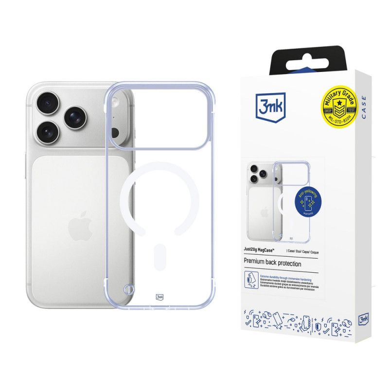 3mk Just20g MagCase custodia per Apple iPhone 17 Pro Max, trasparente, policarbonato
