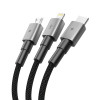 Tech-Protect UltraBoost DNA cavo 3 in 1 da USB-A a Lightning / USB-C / Micro-USB, 3 A, 120 cm, grigio ferro
