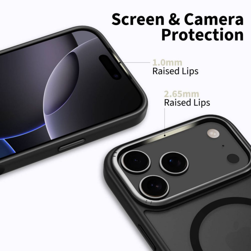 Custodia Tech-Protect MagEdge MagSafe per Apple iPhone 17 Pro, nero opaco/grigio metallo scuro
