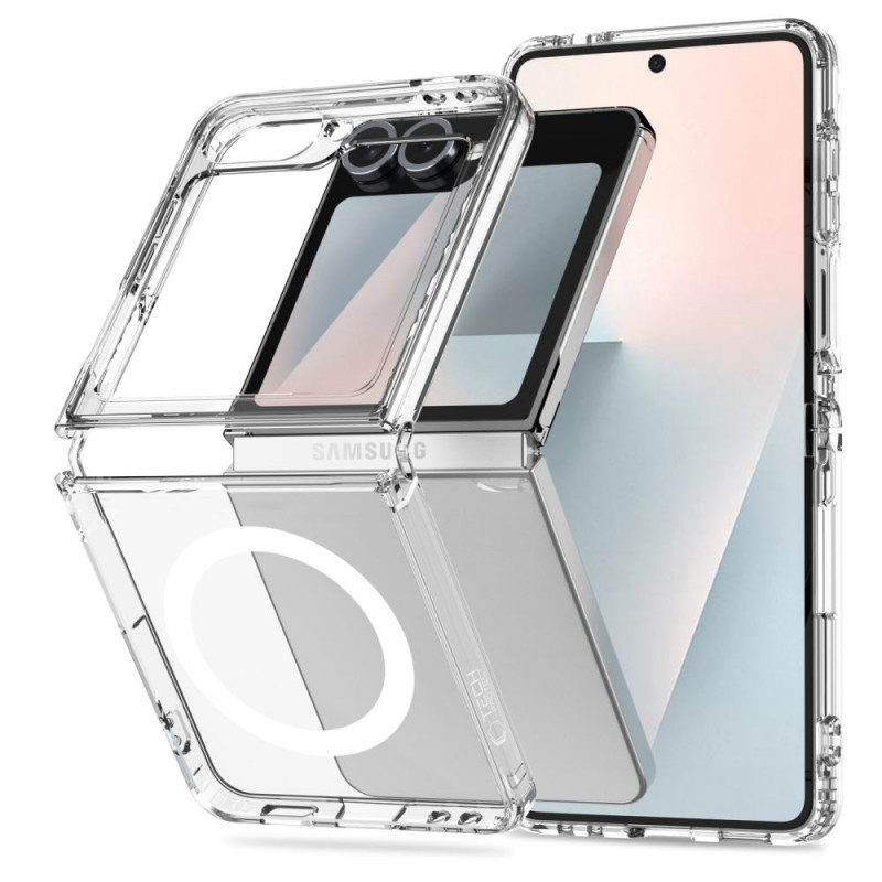 Custodia Tech-Protect Flexair Hybrid MagSafe per Samsung Galaxy Z Flip 6 / 7 FE, trasparente