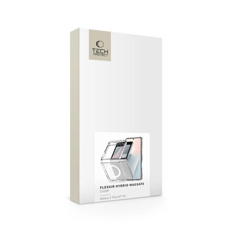 Custodia Tech-Protect Flexair Hybrid MagSafe per Samsung Galaxy Z Flip 6 / 7 FE, trasparente