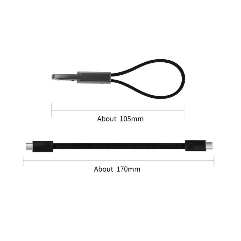 Tech-Protect Ultraboost DNA cavo portachiavi da USB-C a USB-C PD 60W / 3A, 17 cm, grigio ferro
