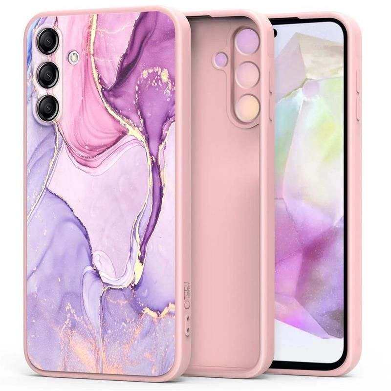 Tech-Protect Icon custodia in silicone per Samsung Galaxy S25 FE, marmo, rosa