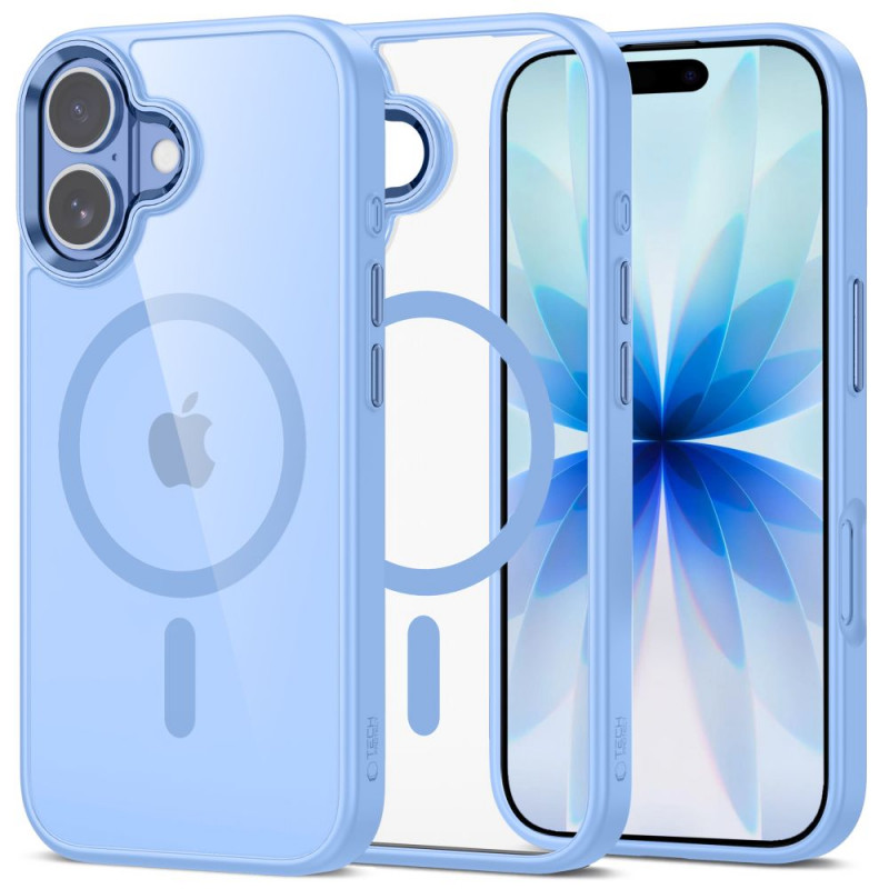 Tech-Protect MagMat MagSafe custodia per Apple iPhone 17, blu nebbia/trasparente