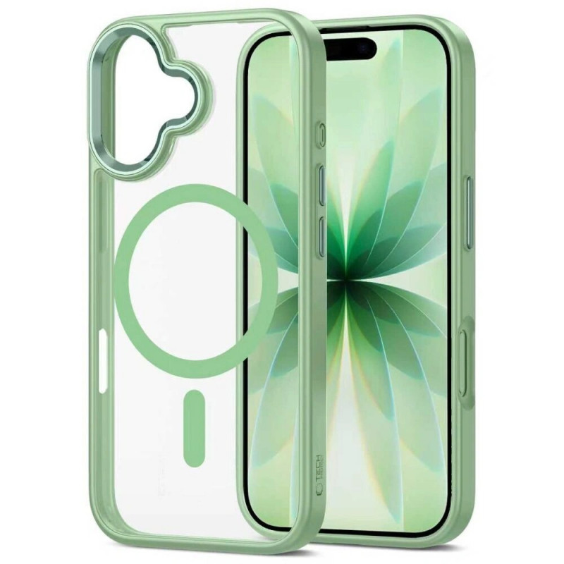 Tech-Protect MagMat MagSafe custodia per Apple iPhone 17, salvia/trasparente