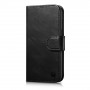 iCarer Oil Wax Wallet Case 2in1 custodia a libro in pelle per iPhone 14 Plus, Anti-RFID, nera (WMI14220723-BK)