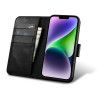 iCarer Oil Wax Wallet Case 2in1 custodia a libro in pelle per iPhone 14 Plus, Anti-RFID, nera (WMI14220723-BK)