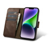 iCarer Oil Wax Wallet Case 2in1 custodia a libro in pelle per iPhone 14 Plus, Anti-RFID, marrone (WMI14220723-BN)