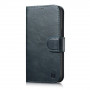 iCarer Oil Wax Wallet Case 2in1 custodia a libro in pelle per iPhone 14 Plus, Anti-RFID, blu (WMI14220723-BU)