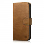 iCarer Oil Wax Wallet Case 2in1 custodia a libro in pelle per iPhone 14 Plus, Anti-RFID, marrone (WMI14220723-TN)