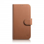 iCarer Wallet Case 2in1 custodia a libro in pelle per iPhone 14 Plus, Anti-RFID, marrone (WMI14220727-BN)
