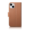 iCarer Wallet Case 2in1 custodia a libro in pelle per iPhone 14 Plus, Anti-RFID, marrone (WMI14220727-BN)