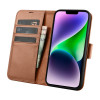 iCarer Wallet Case 2in1 custodia a libro in pelle per iPhone 14 Plus, Anti-RFID, marrone (WMI14220727-BN)