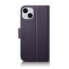 iCarer Wallet Case 2in1 custodia a libro in pelle per iPhone 14 Plus, Anti-RFID, viola scuro (WMI14220727-DP)