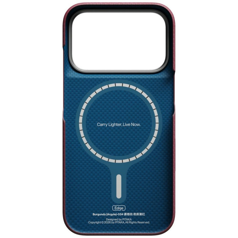 PITAKA Edge Case Argyle MagSafe custodia per Apple iPhone 18 Pro / 17 Pro, bordeaux