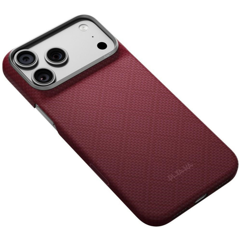 PITAKA Edge Case Argyle MagSafe custodia per Apple iPhone 18 Pro Max / 17 Pro Max, bordeaux
