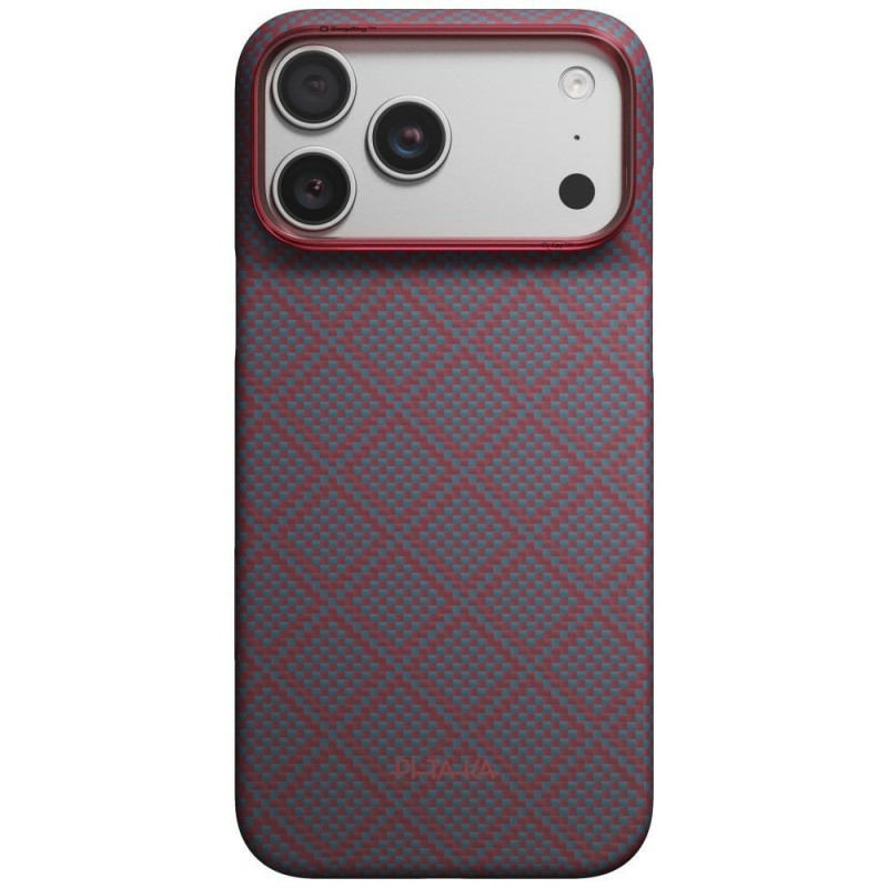 PITAKA Edge Case Argyle MagSafe custodia per Apple iPhone 18 Pro Max / 17 Pro Max, blu e rossa