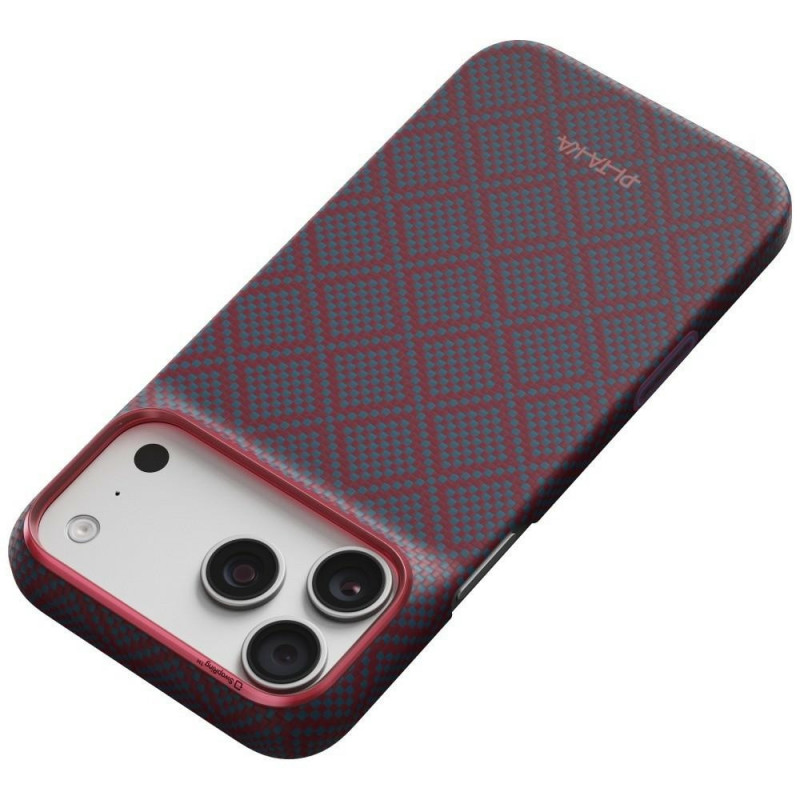 PITAKA Edge Case Argyle MagSafe custodia per Apple iPhone 18 Pro Max / 17 Pro Max, blu e rossa
