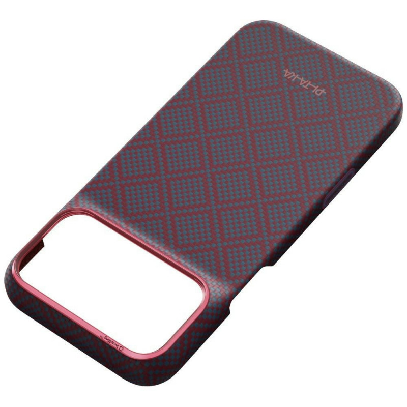 PITAKA Edge Case Argyle MagSafe custodia per Apple iPhone 18 Pro Max / 17 Pro Max, blu e rossa