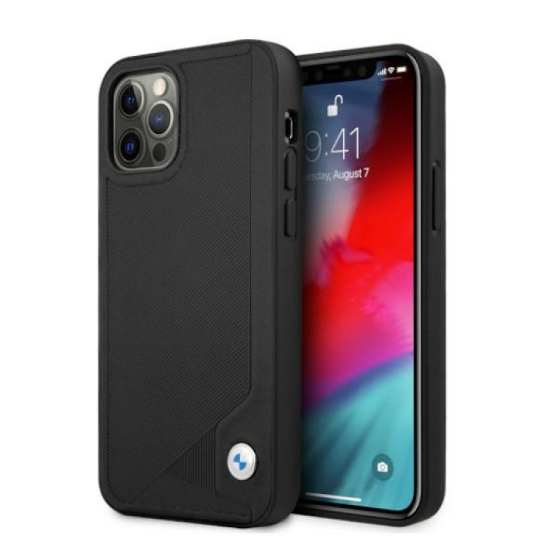 BMW BMHCP12LRCDPK Custodia rigida per Apple iPhone 12 Pro Max Leather Deboss, nera