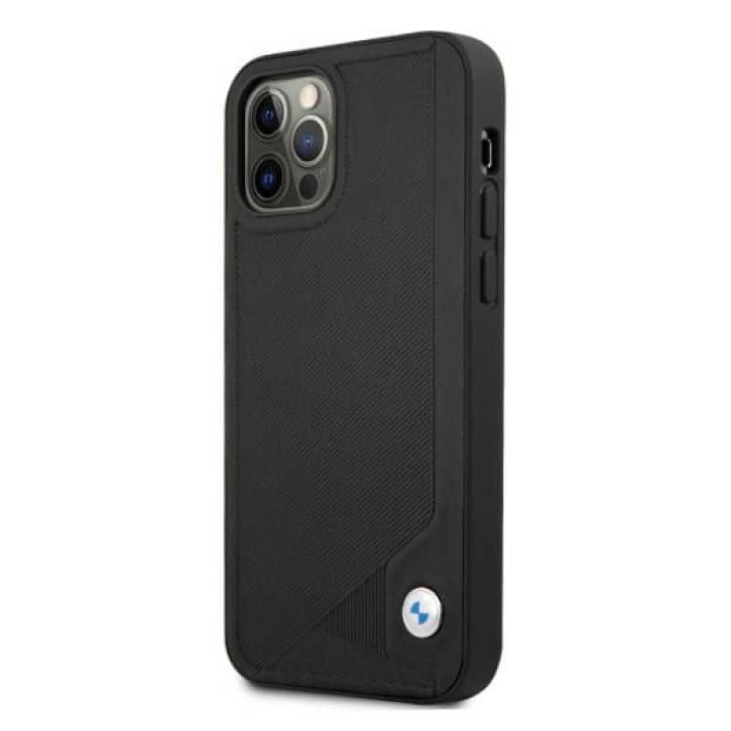 BMW BMHCP12LRCDPK Custodia rigida per Apple iPhone 12 Pro Max Leather Deboss, nera