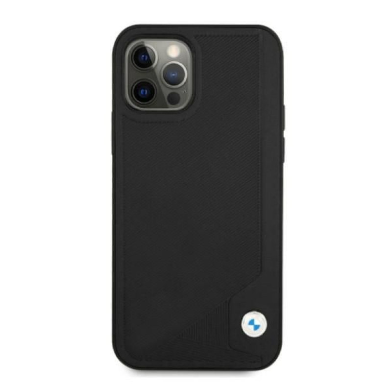 BMW BMHCP12LRCDPK Custodia rigida per Apple iPhone 12 Pro Max Leather Deboss, nera