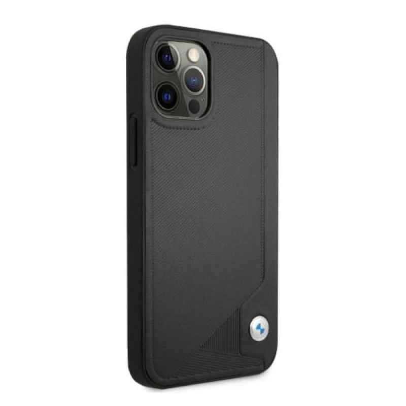 BMW BMHCP12LRCDPK Custodia rigida per Apple iPhone 12 Pro Max Leather Deboss, nera