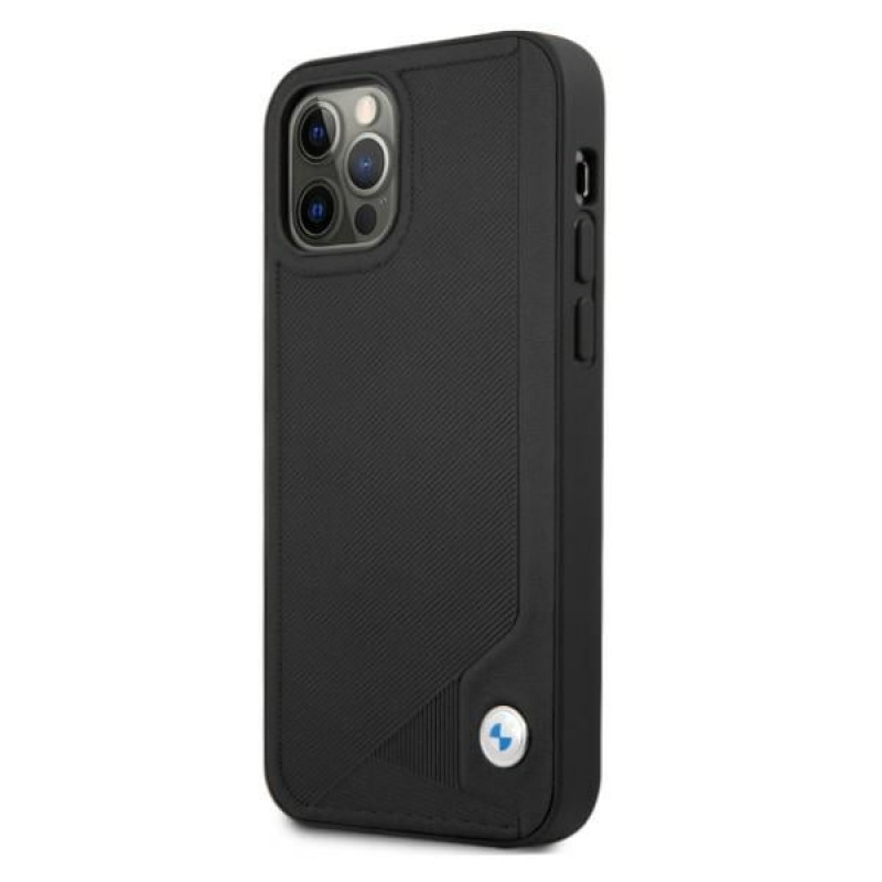 BMW BMHCP12MRCDPK Custodia rigida Apple iPhone 12 / 12 Pro Leather Deboss, nera