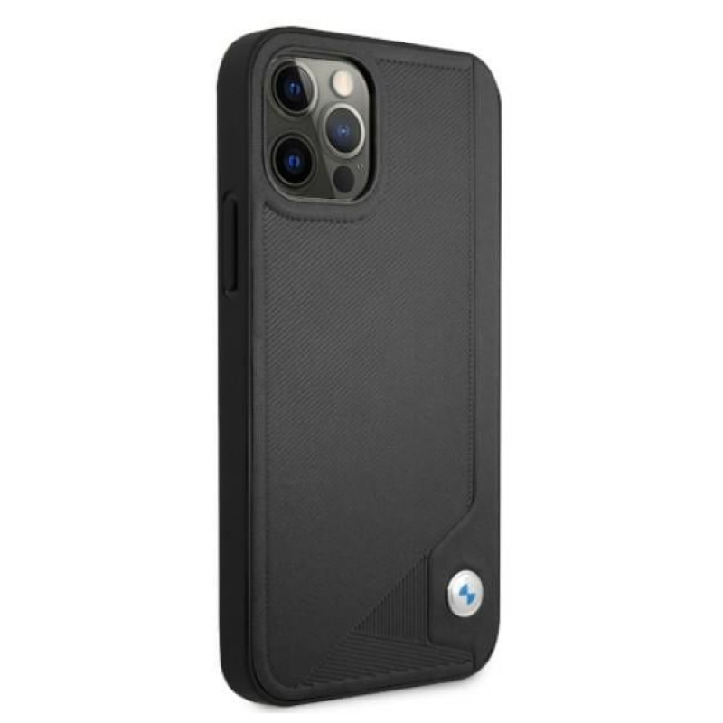 BMW BMHCP12MRCDPK Custodia rigida Apple iPhone 12 / 12 Pro Leather Deboss, nera