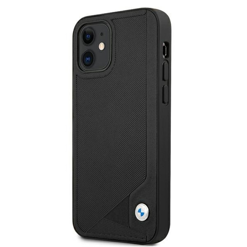 Custodia rigida BMW BMHCP12SRCDPK per Apple iPhone 12 mini Leather Deboss, nera