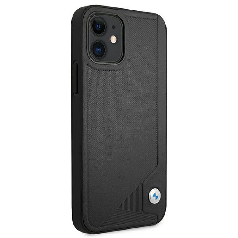 Custodia rigida BMW BMHCP12SRCDPK per Apple iPhone 12 mini Leather Deboss, nera