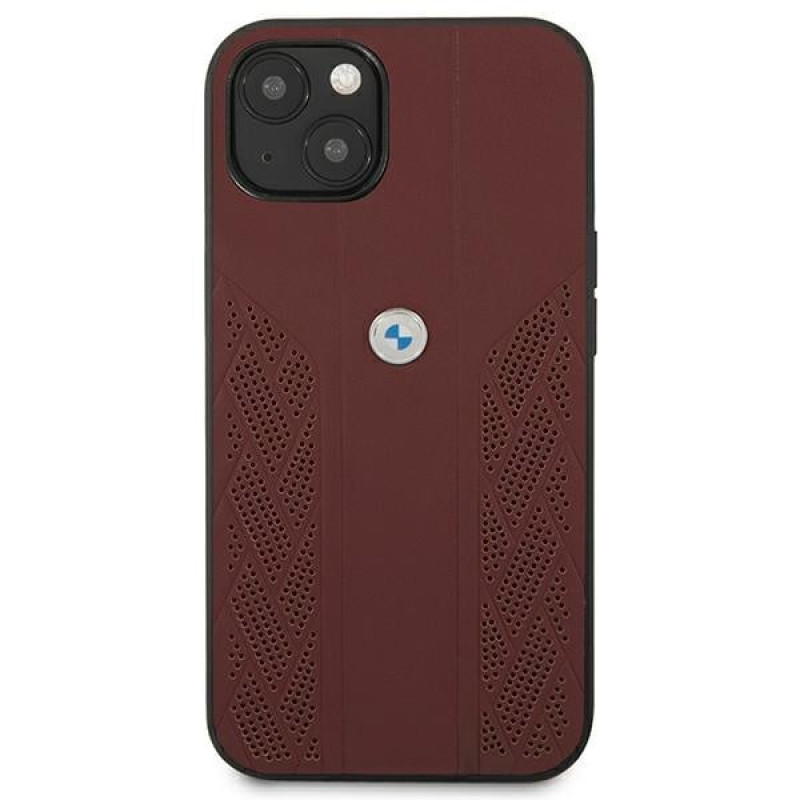 Custodia rigida BMW BMHCP13SRSPPR Apple iPhone 13 mini Leather Curve Perforate, rossa