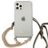 Guess GUHCP12MKC4GSGO Custodia rigida per Apple iPhone 12 / 12 Pro 4G Gold Chain, trasparente